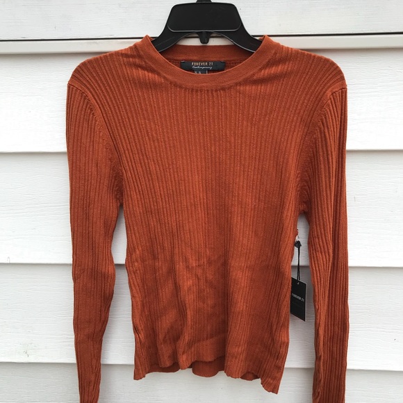 Deep Orange Ribbed Sweater - Picture 1 of 3